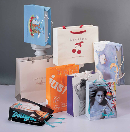 luxury garment paper bag, custom paper bag with ribbon